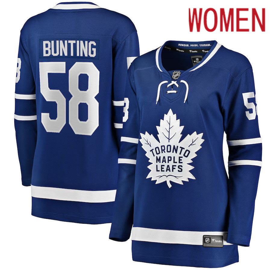 Women Toronto Maple Leafs 58 Michael Bunting Fanatics Branded Blue Home Breakaway Player NHL Jersey